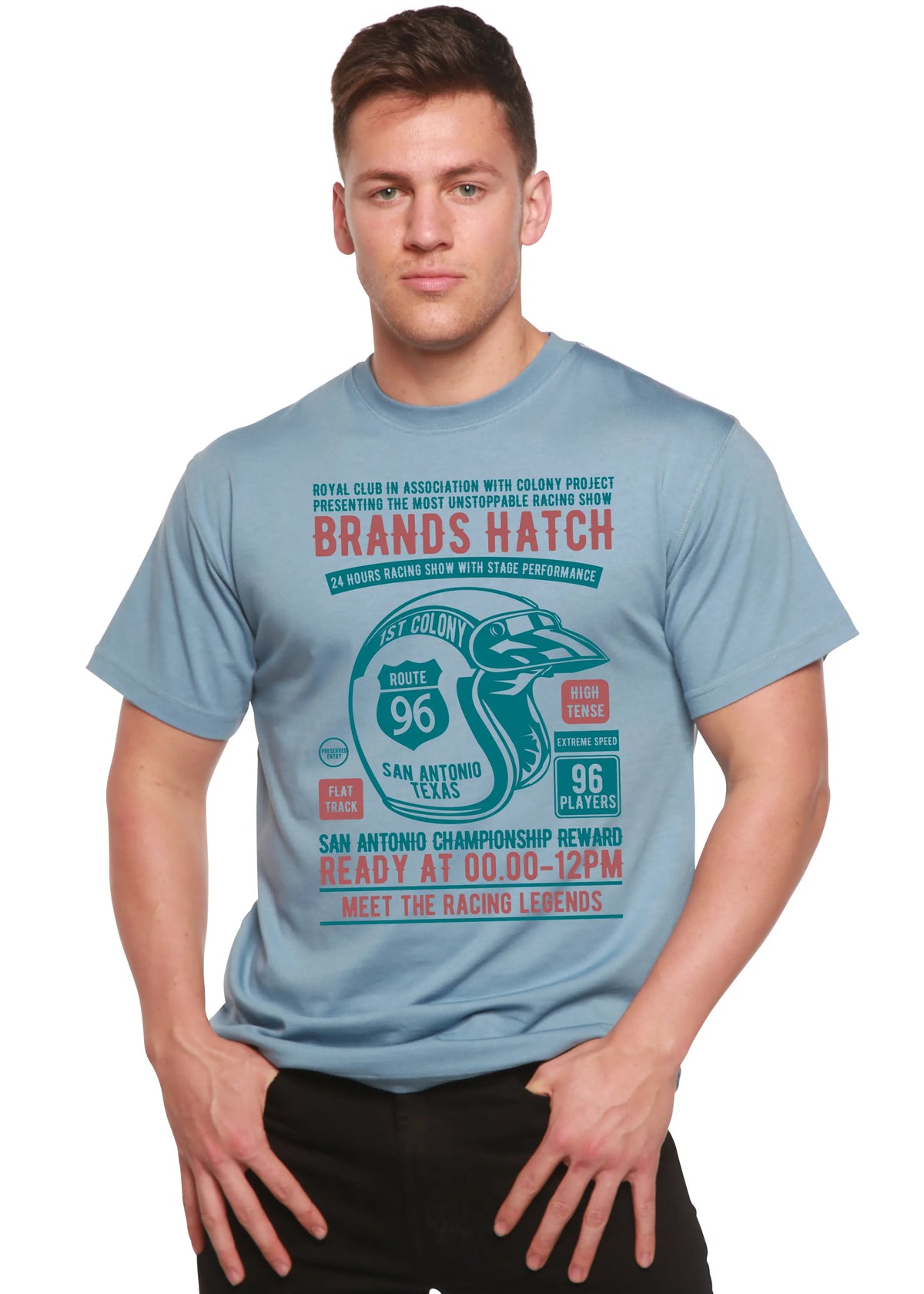 Brands Hatch Men's Bamboo Viscose/Organic Cotton Short Sleeve Graphic T-Shirt Spun Bamboo