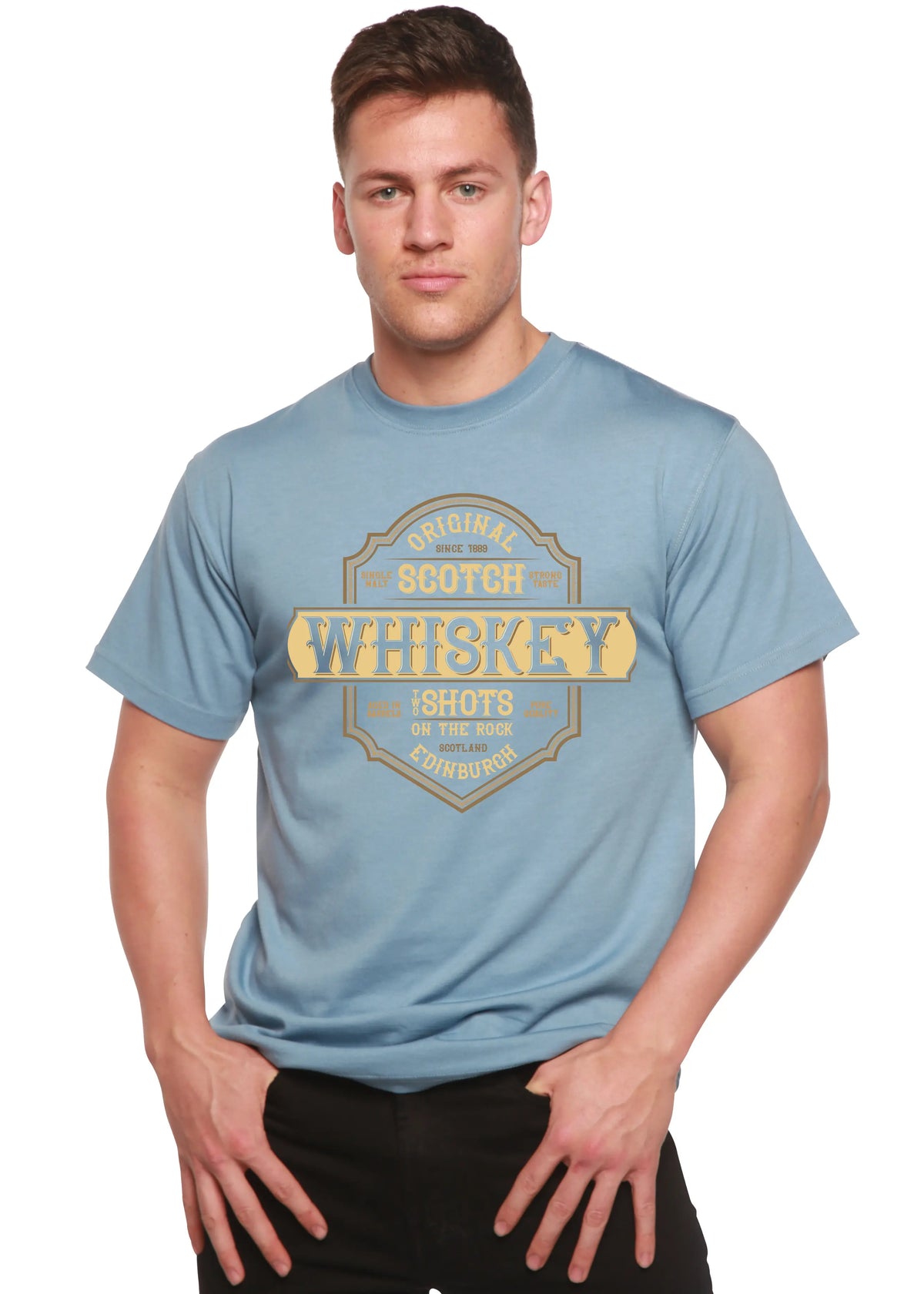 Whiskey Men's Bamboo Viscose/Organic Cotton Short Sleeve Graphic T-Shirt Spun Bamboo