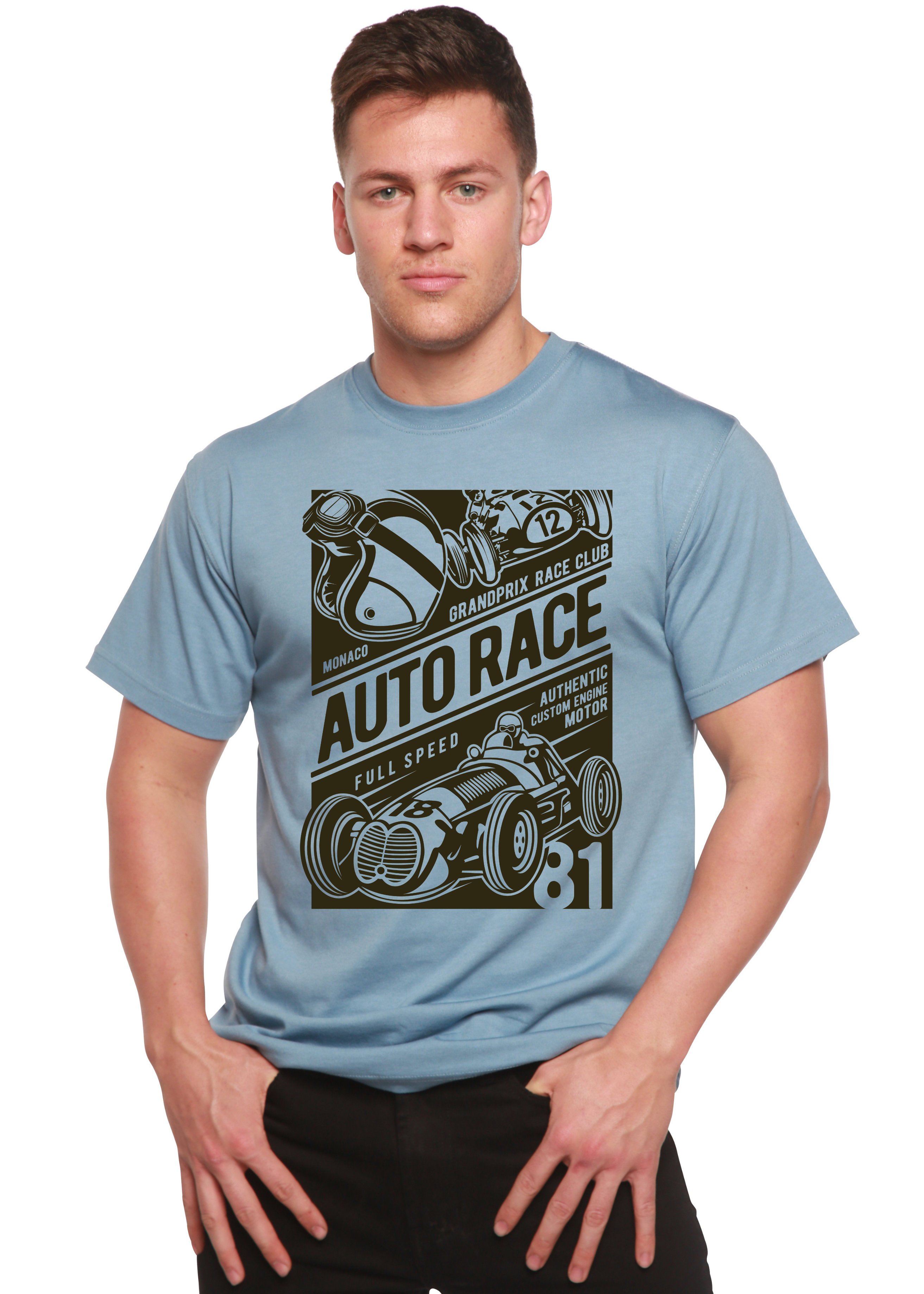 Auto Race Men's Bamboo Viscose/Organic Cotton Short Sleeve Graphic T-Shirt Spun Bamboo
