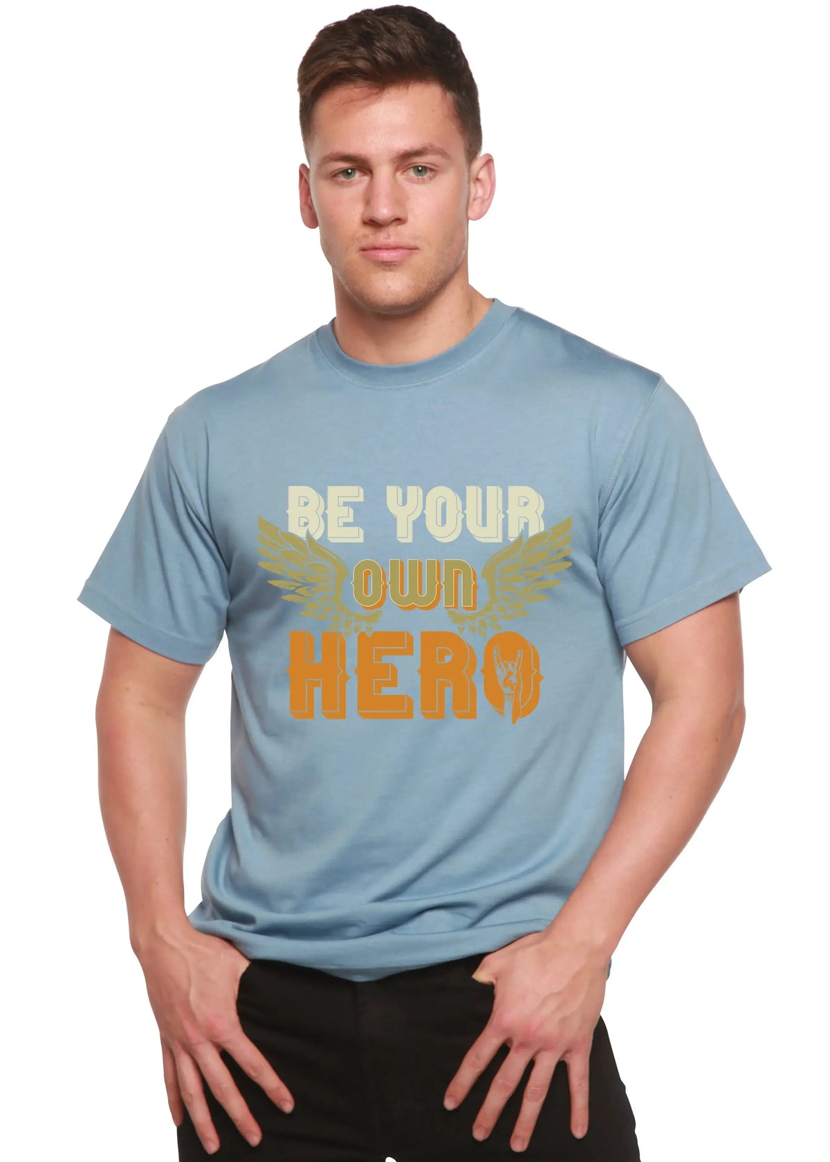 Be Your Own Hero Men's Bamboo Viscose/Organic Cotton Short Sleeve Graphic T-Shirt Spun Bamboo