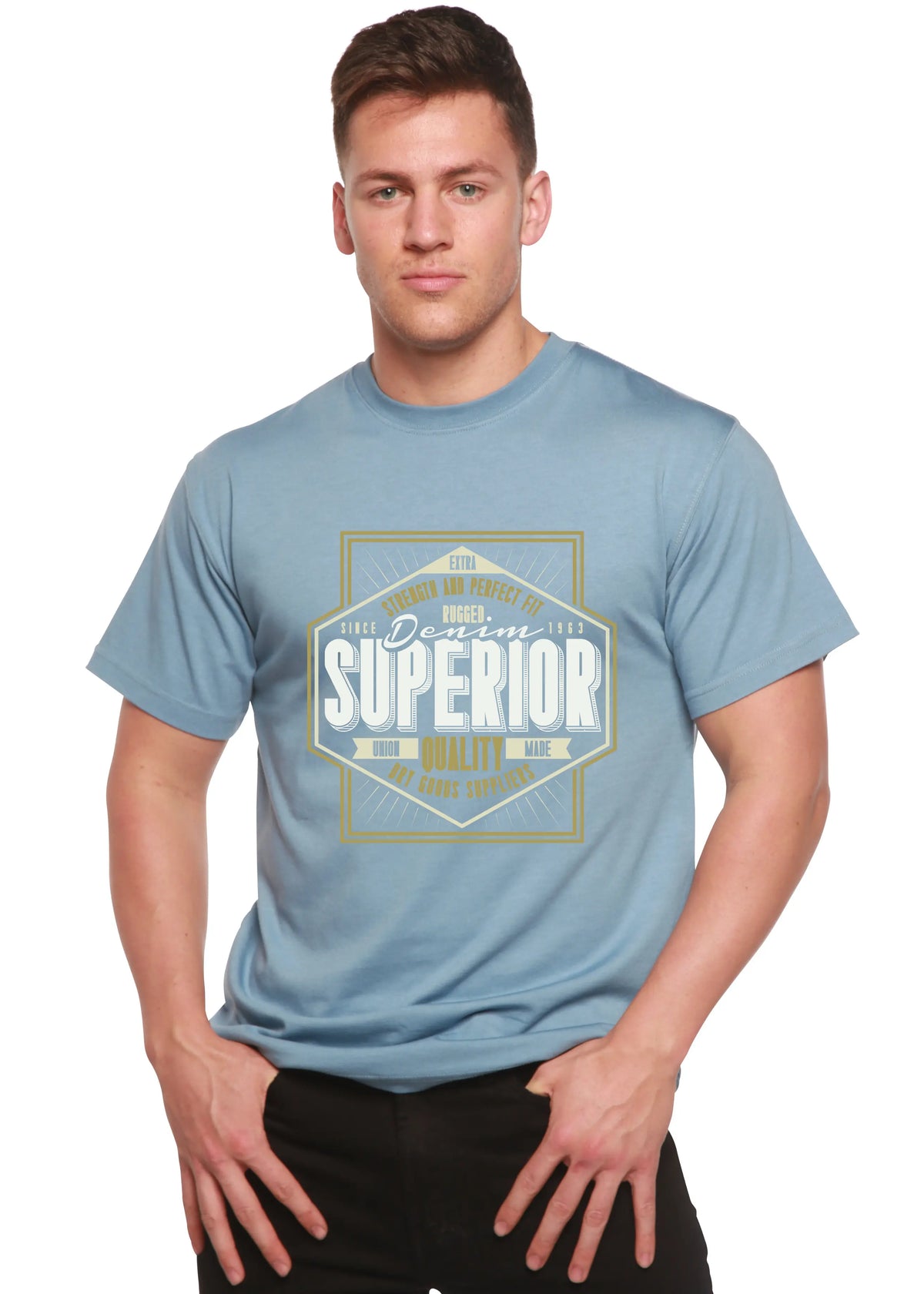 Superior Quality Men's Bamboo Viscose/Organic Cotton Short Sleeve Graphic T-Shirt Spun Bamboo
