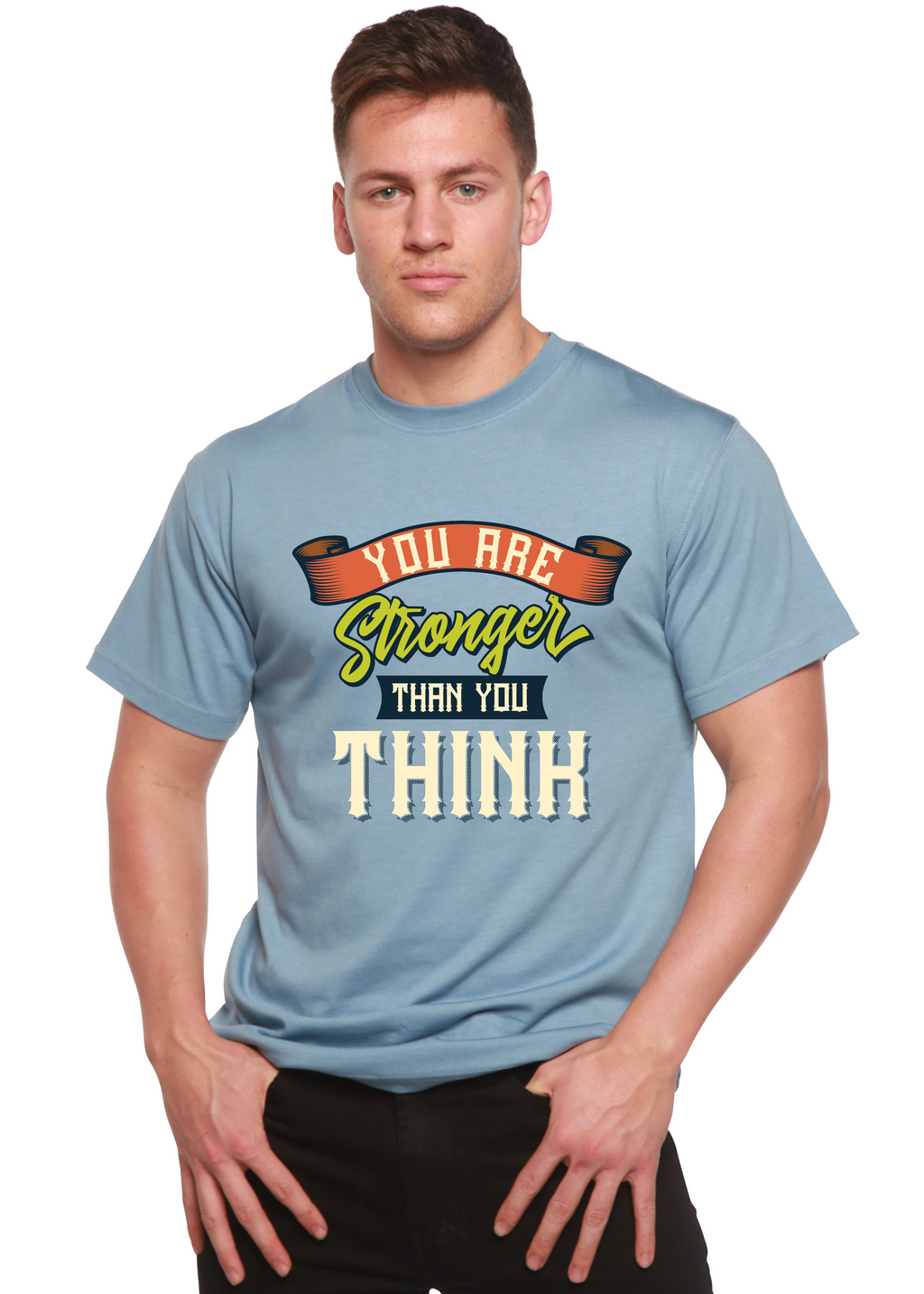 You Are Stronger Than You Think Men's Bamboo Viscose/Organic Cotton Short Sleeve Graphic T-Shirt Spun Bamboo