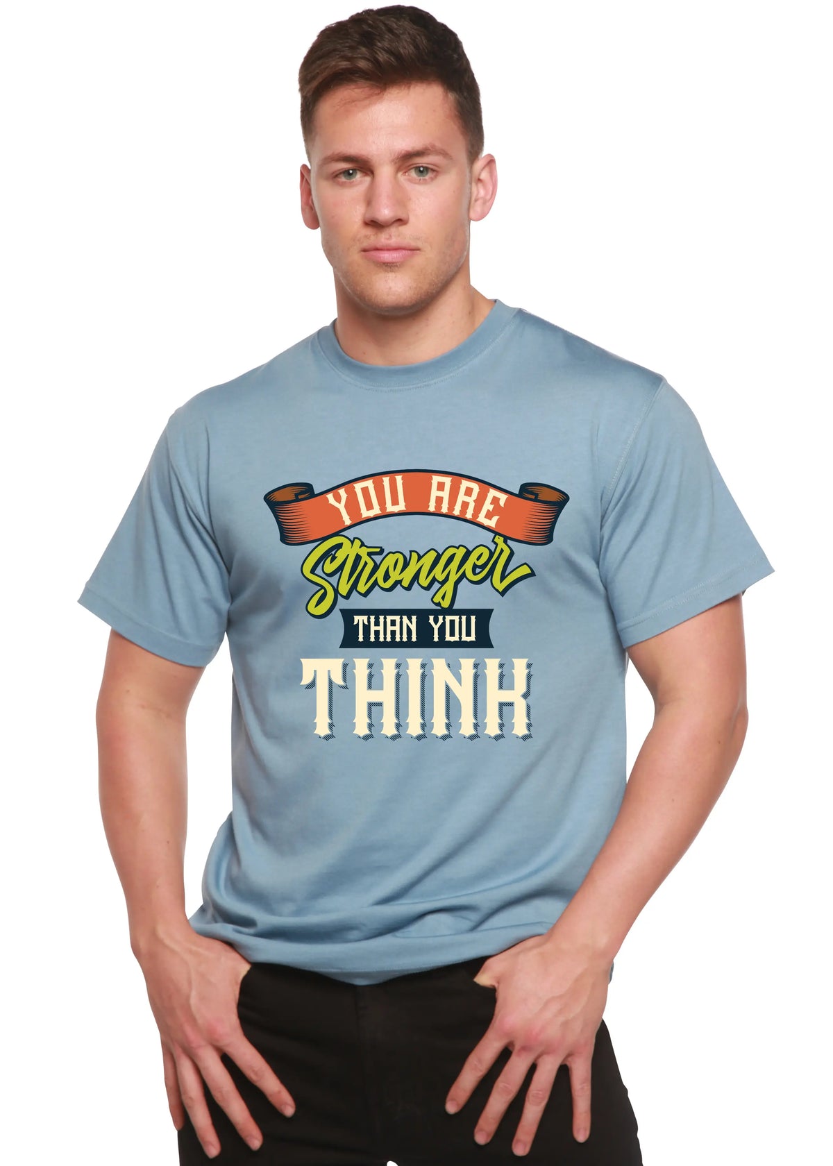 You Are Stronger Than You Think Men's Bamboo Viscose/Organic Cotton Short Sleeve Graphic T-Shirt Spun Bamboo