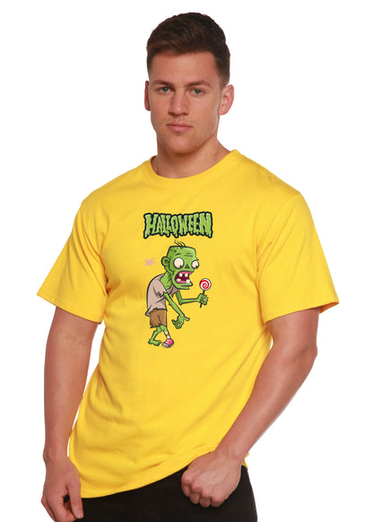 Halloween Green Monster Unisex Bamboo Viscose/Organic Cotton Short Sleeve Graphic T-Shirt Spun Bamboo