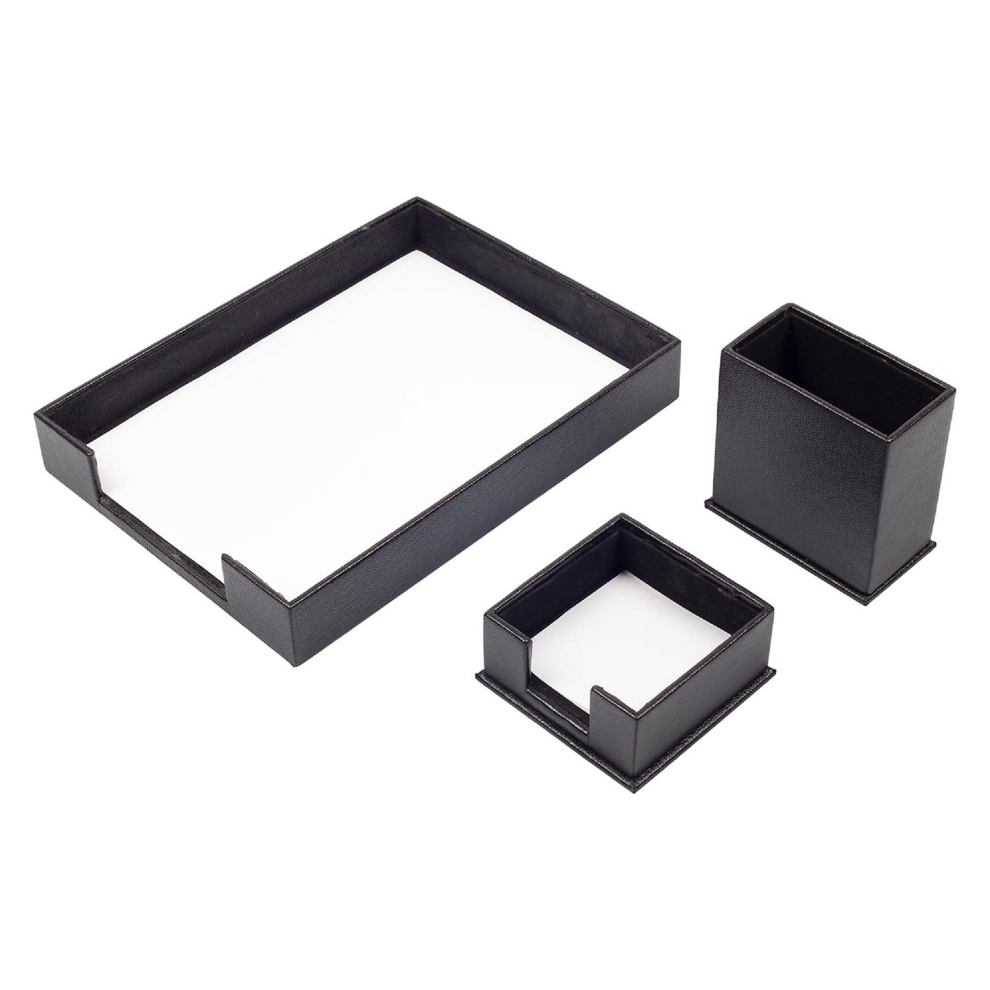MOOG Leather Desk Set-3 Accessories-Single Document Tray - White - 3 PCS Moogdesk