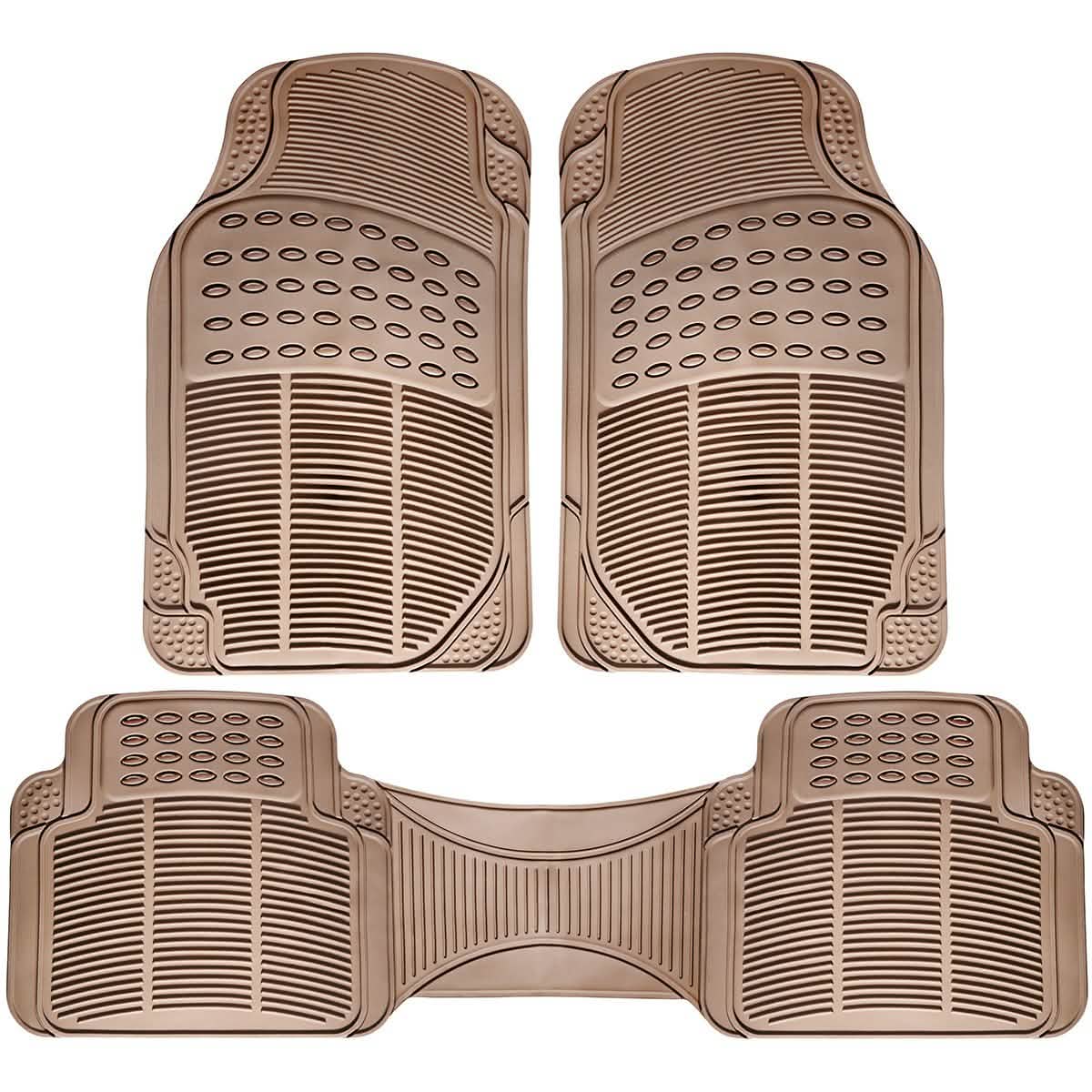 3-Piece: OxGord Car Floor Mats Ridged Rubber Full Set Universal Fit DailySale