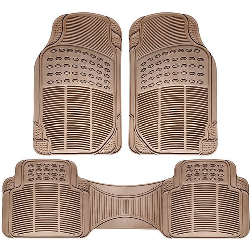 3-Piece: OxGord Car Floor Mats Ridged Rubber Full Set Universal Fit DailySale