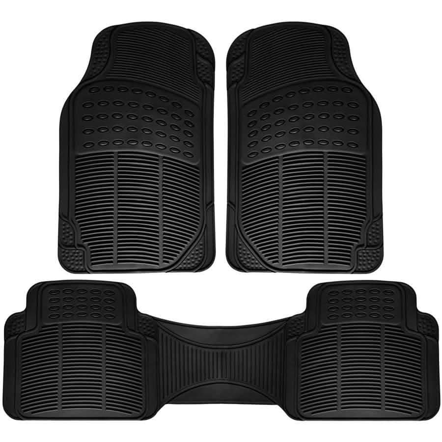 3-Piece: OxGord Car Floor Mats Ridged Rubber Full Set Universal Fit DailySale