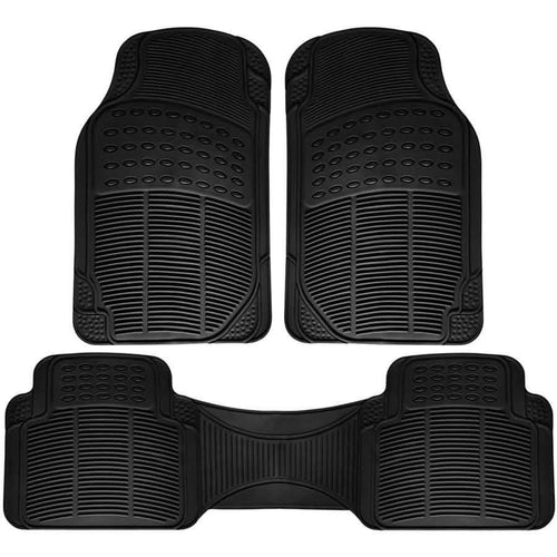 3-Piece: OxGord Car Floor Mats Ridged Rubber Full Set Universal Fit DailySale