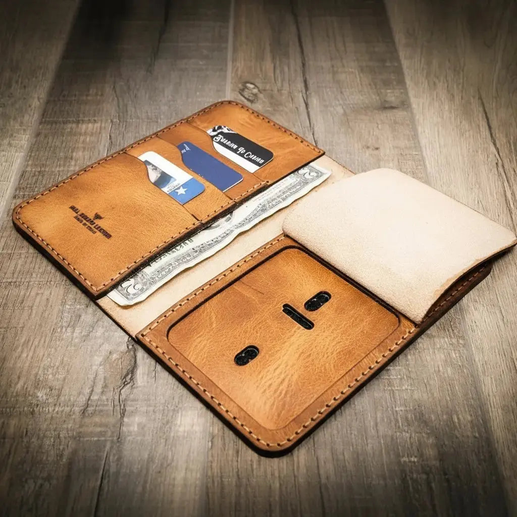 Badge Long Wallet Bull Sheath Leather