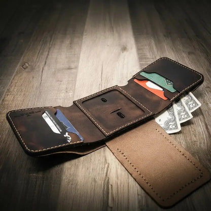 Badge Trifold Wallet Bull Sheath Leather
