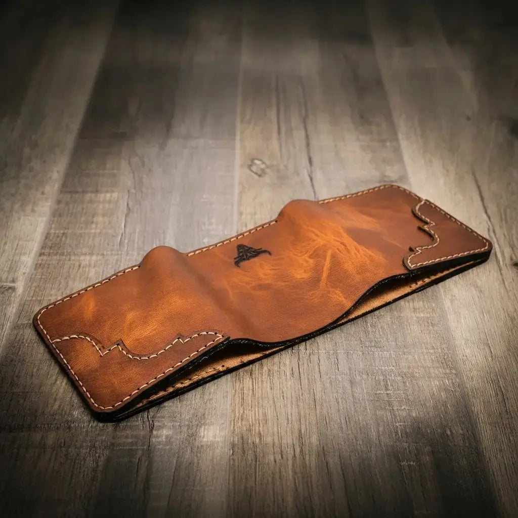 Western Trifold Wallet Bull Sheath Leather