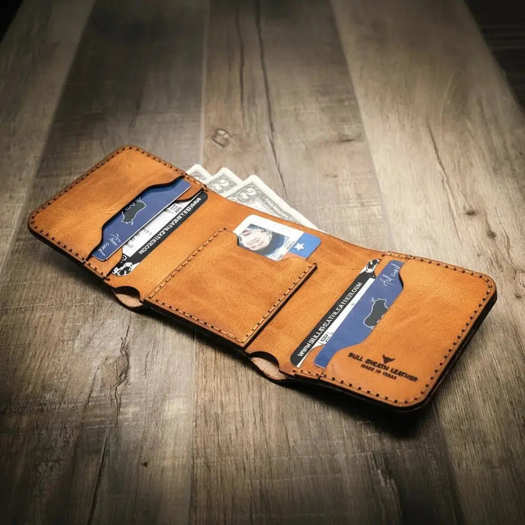 Western Trifold Wallet Bull Sheath Leather