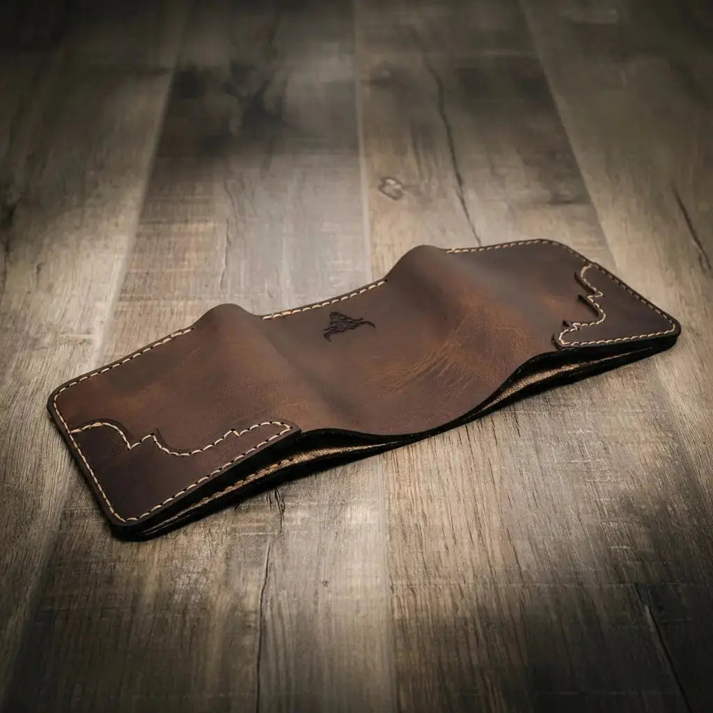 Western Trifold Wallet Bull Sheath Leather