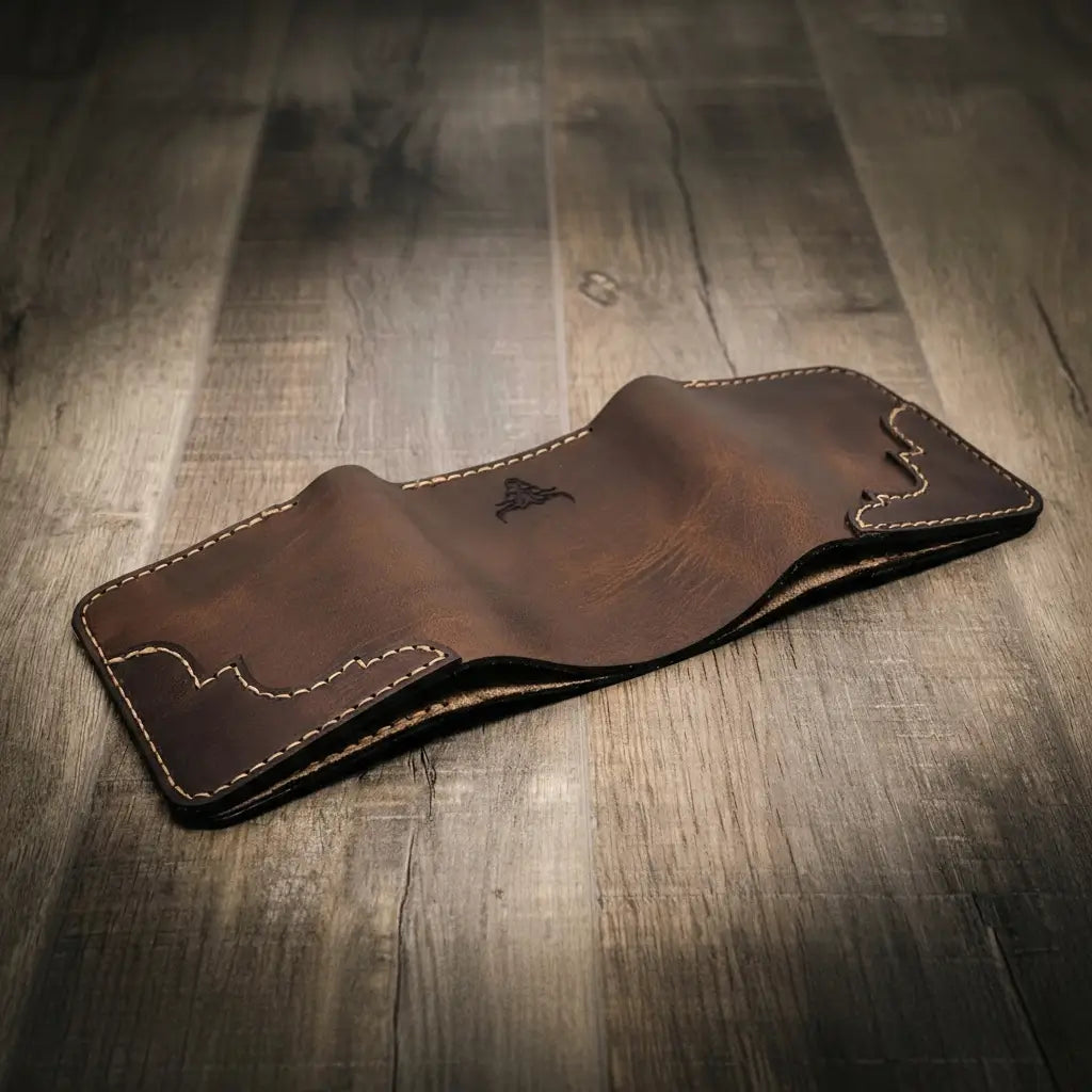 Western Trifold Wallet Bull Sheath Leather