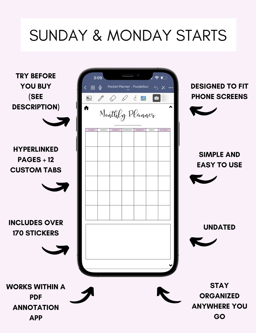 Digital Phone Planner Purple Jessica Autumn