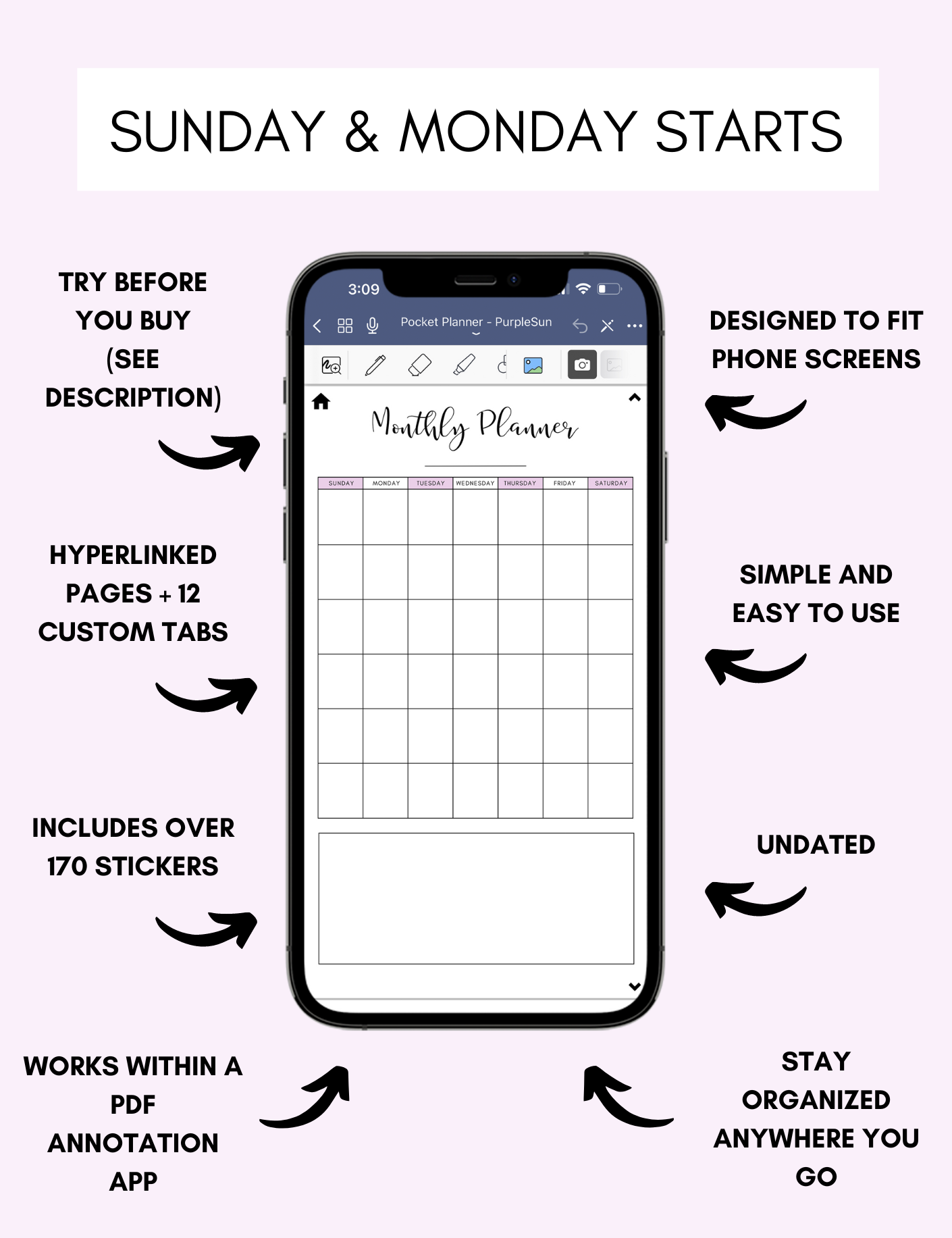 Digital Phone Planner Purple Jessica Autumn
