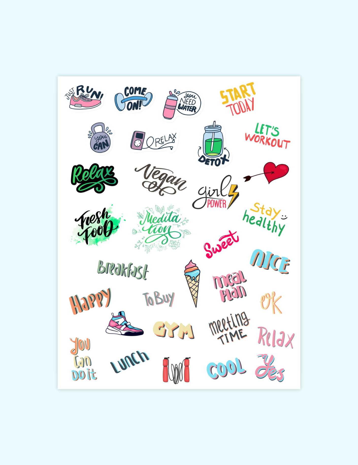 Health and Fitness Stickers Jessica Autumn