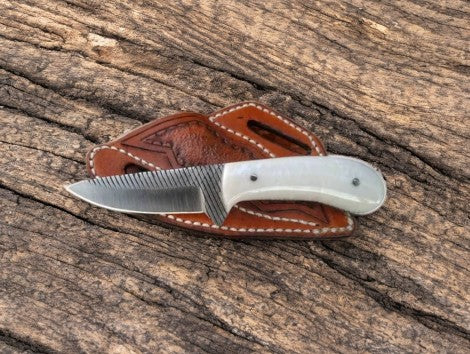Custom Cowboy Knife – Rasp Steel & Resin Handle Damascus Knife Store