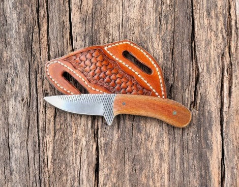 Custom Cowboy Knife with Rasp Steel Blade & Micarta Handle Damascus Knife Store