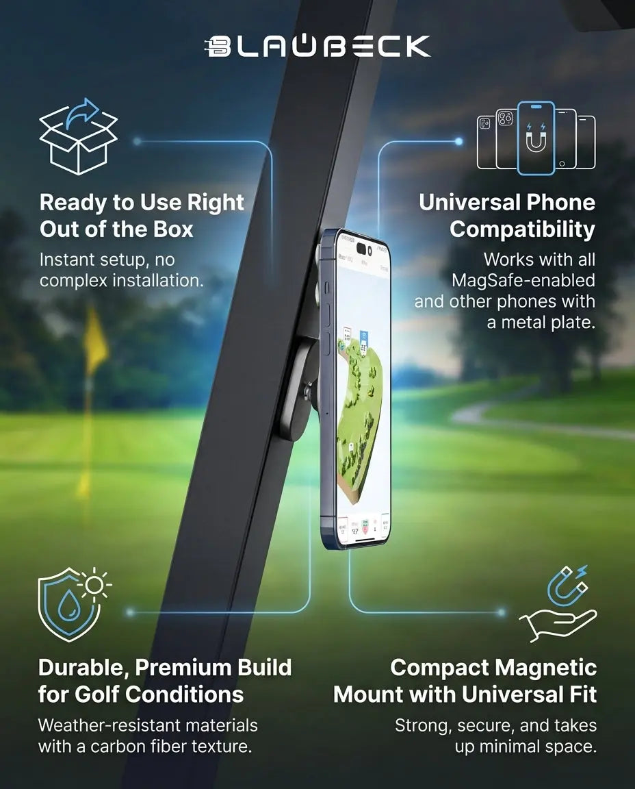 Alloy Magnetic Golf Cart Phone Holder for MagSafe & Android | BLAUBECK Golf Gifts BLAUBECK