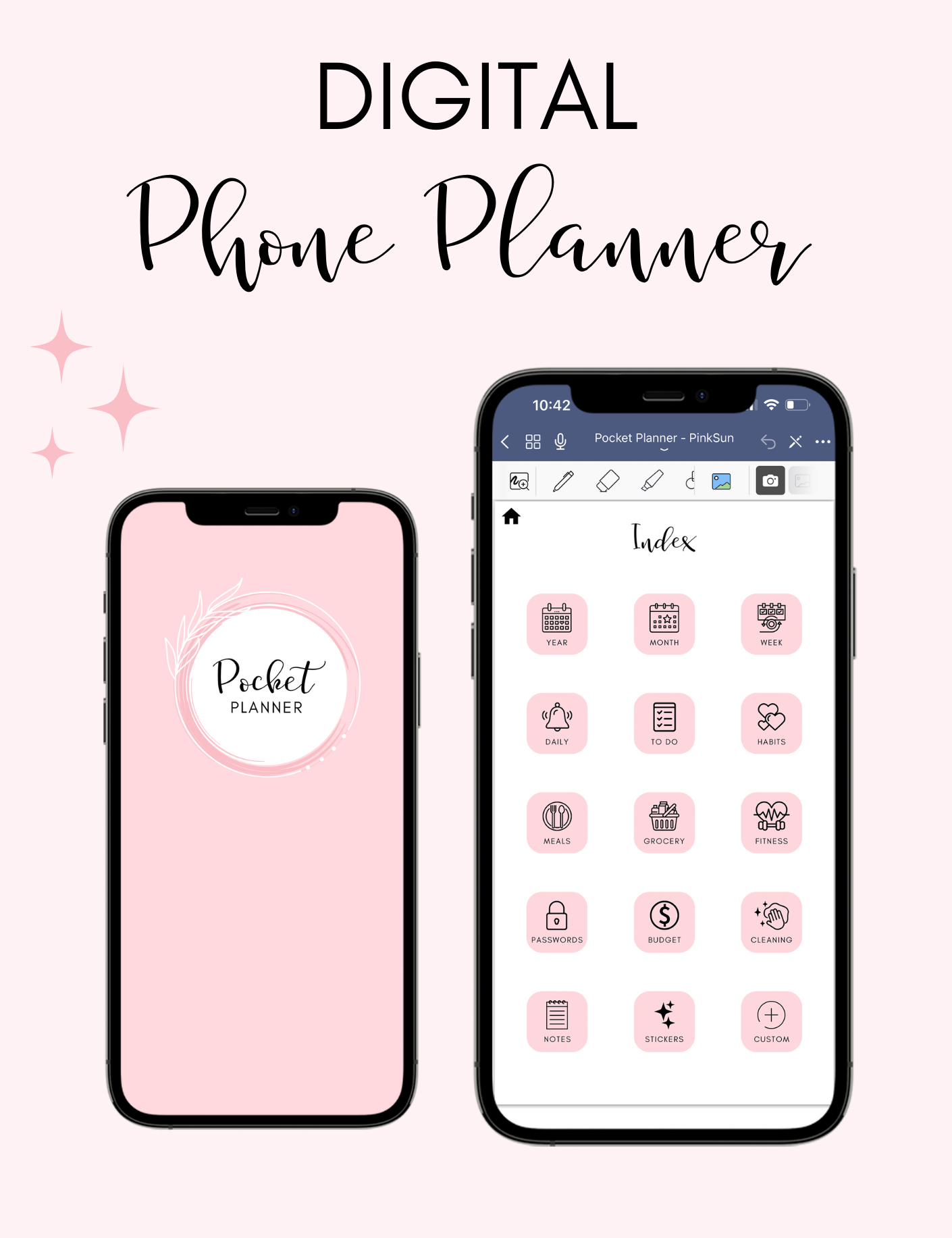 Digital Phone Planner Pink Jessica Autumn