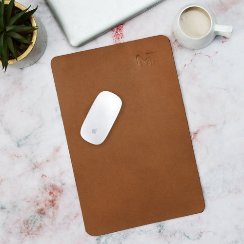 Caramel Luxe Leather Desk Mat + Mouse Pad Classy Leather Bags