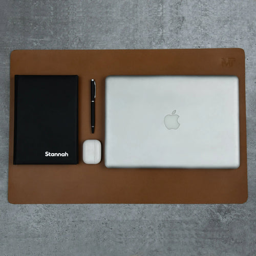 Caramel Luxe Leather Desk Mat + Mouse Pad Classy Leather Bags