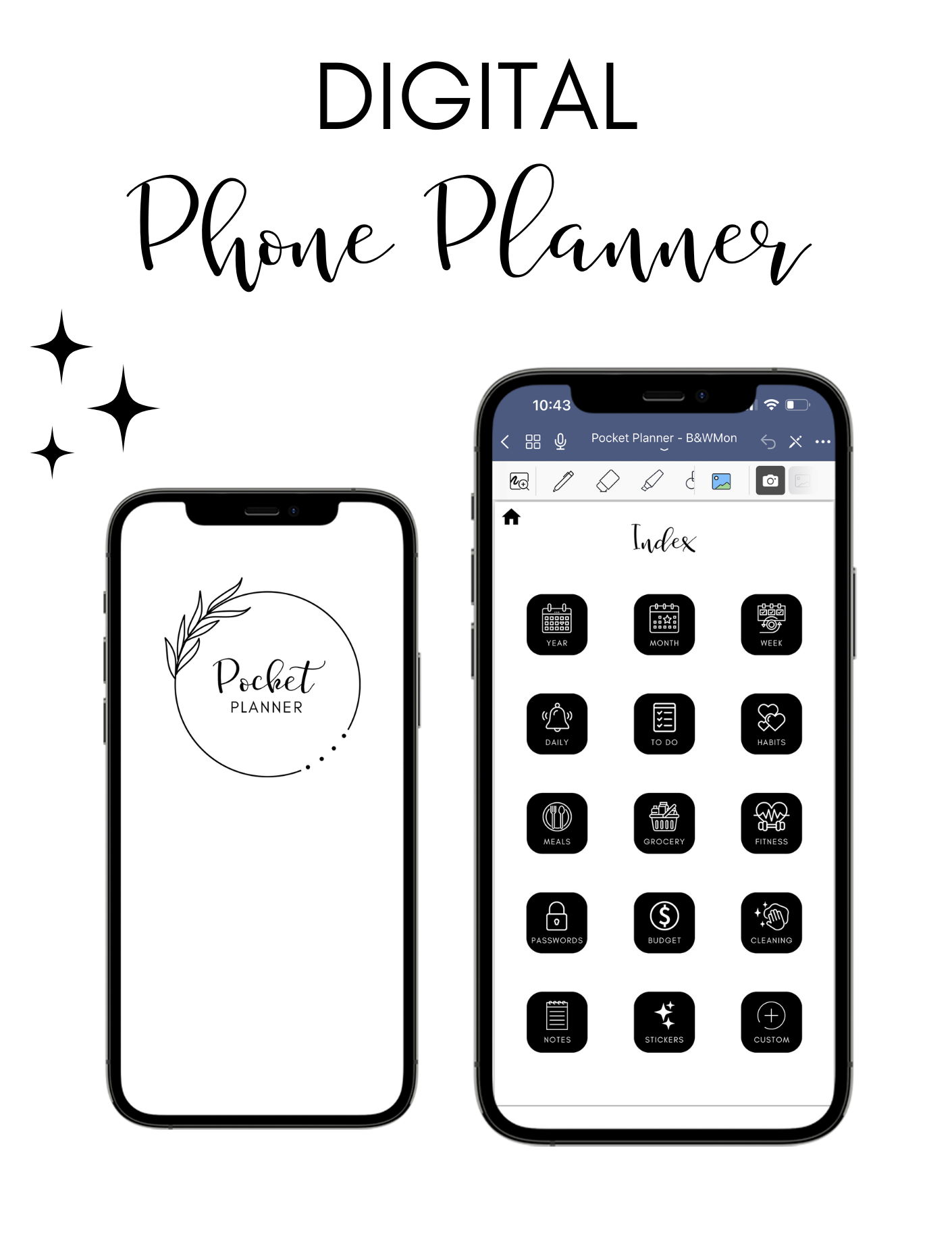Digital Phone Planner Black Jessica Autumn