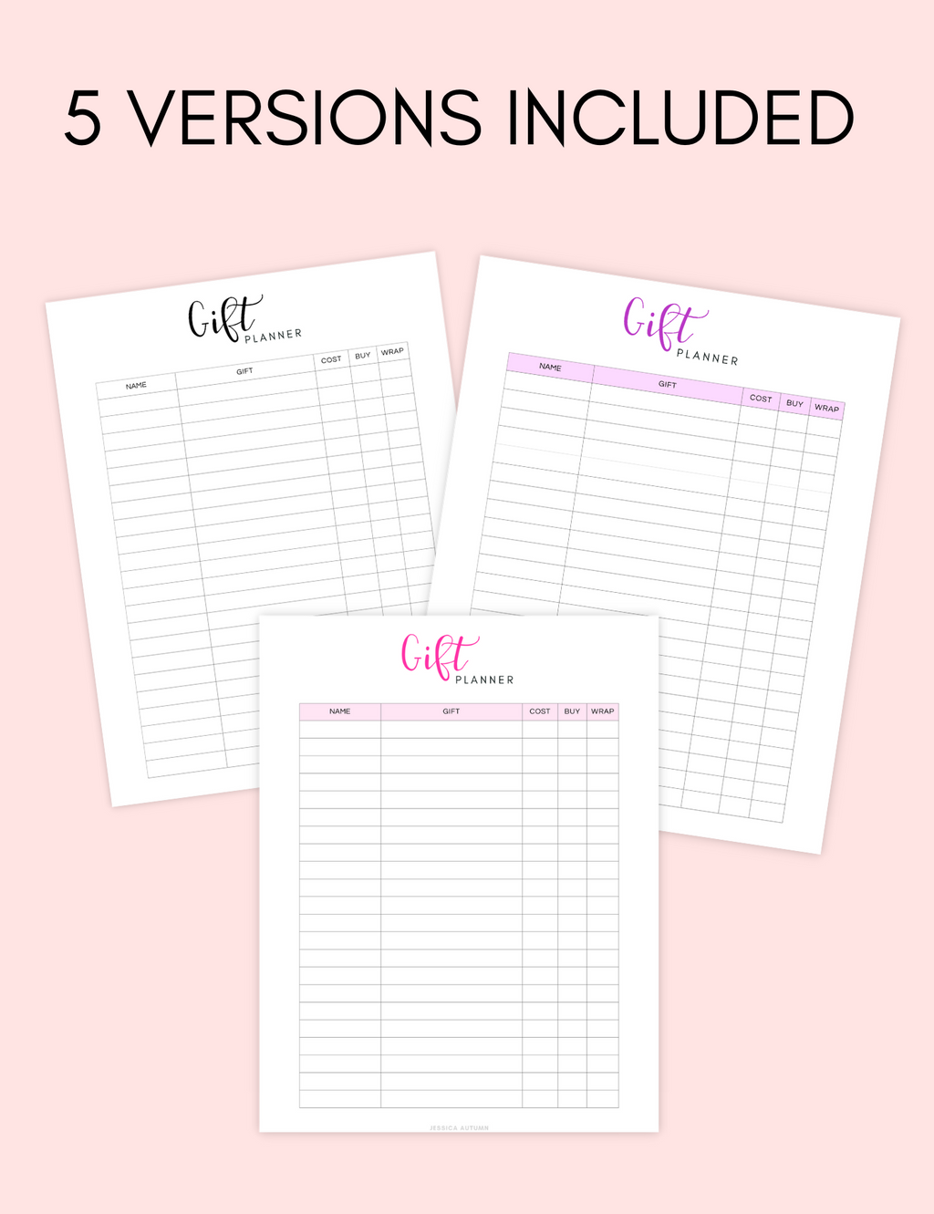 Holiday Gift Planner Jessica Autumn