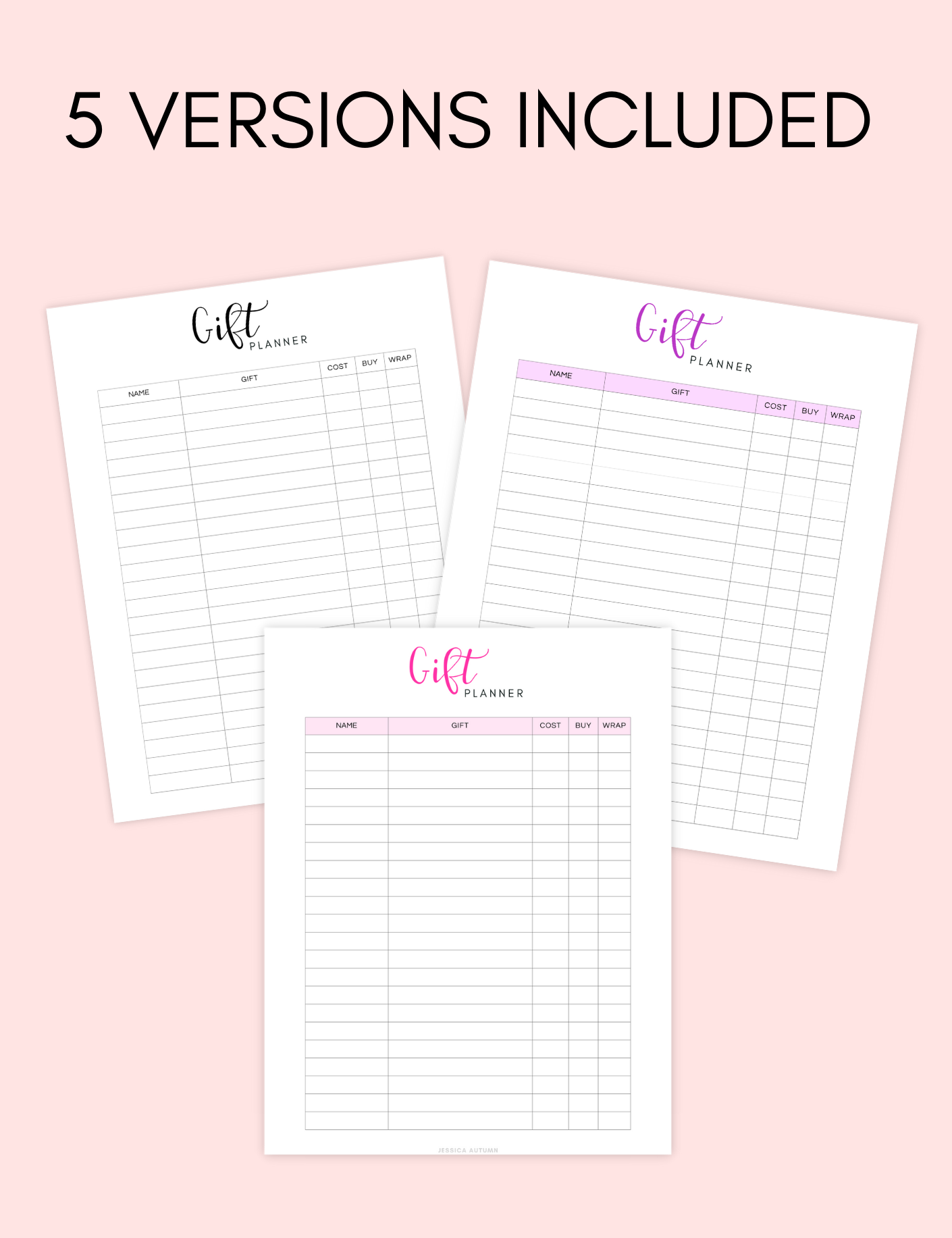Holiday Gift Planner Jessica Autumn