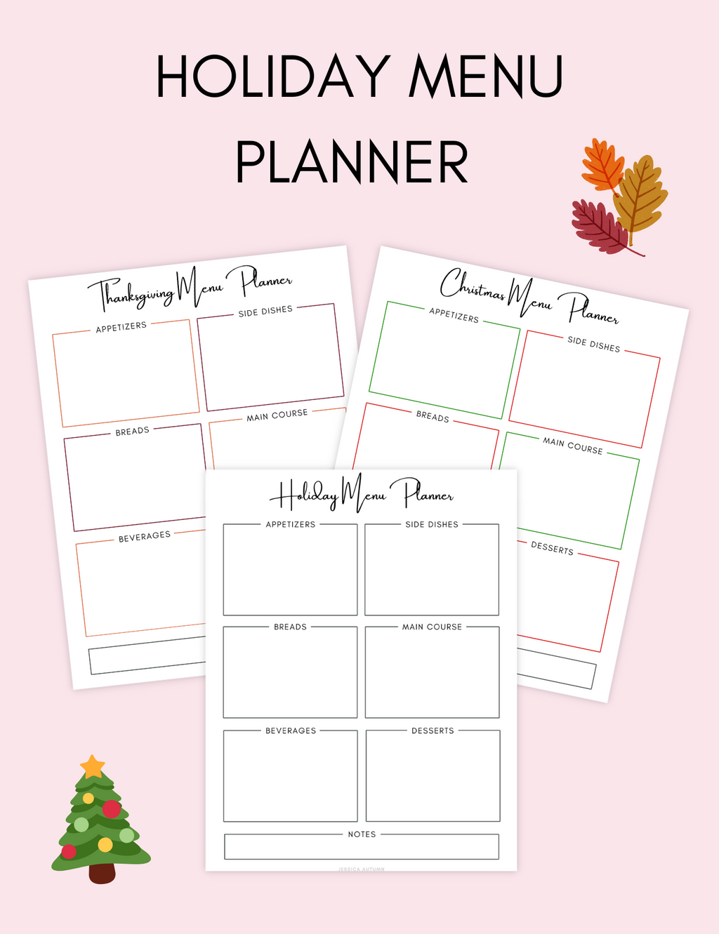 Holiday Menu Planner Jessica Autumn