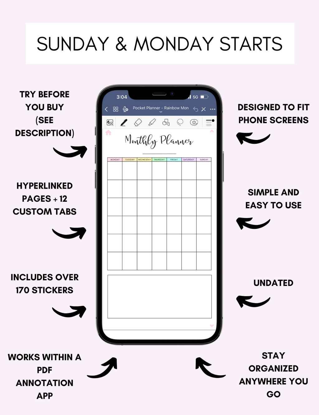Digital Phone Planner Rainbow Jessica Autumn