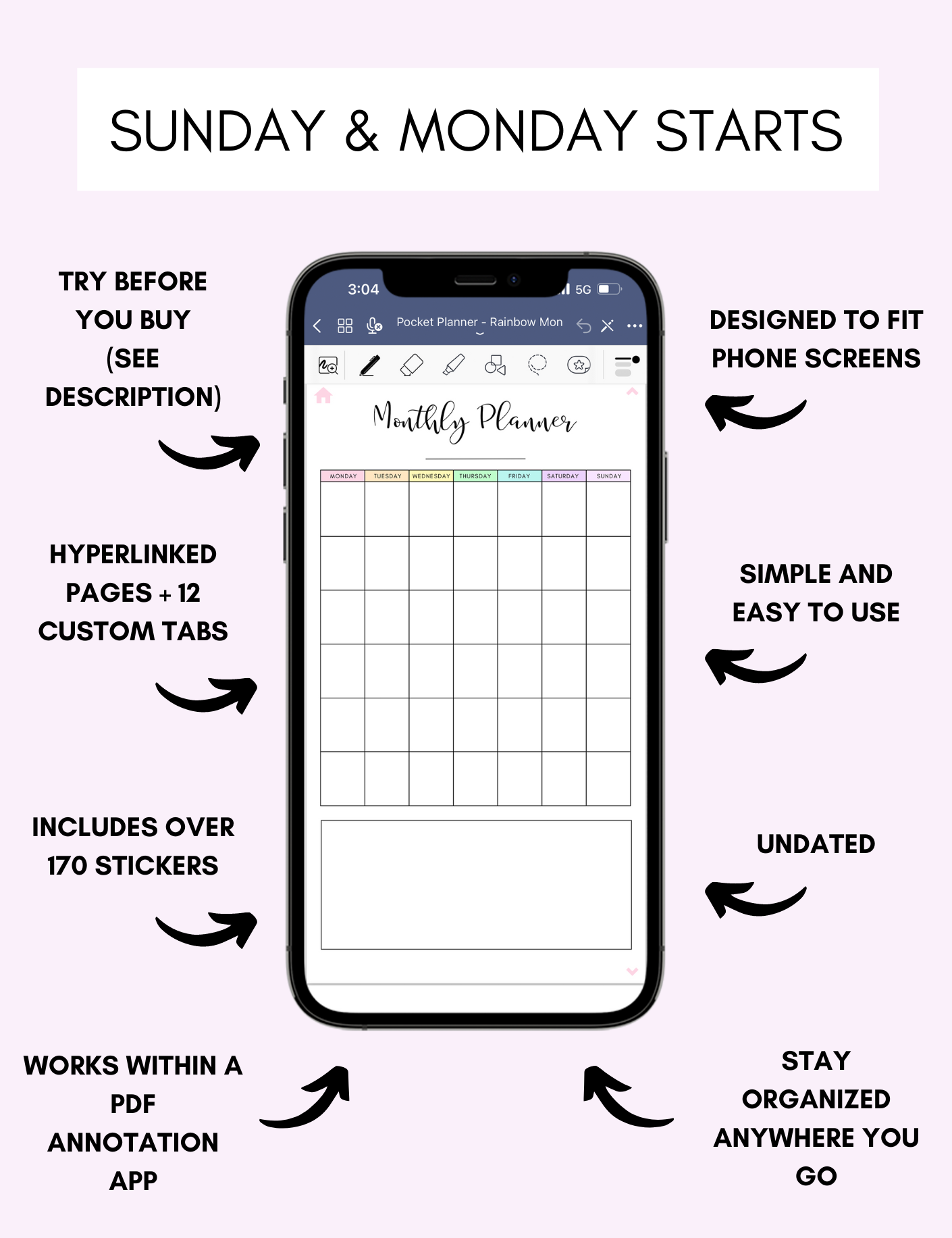 Digital Phone Planner Rainbow Jessica Autumn