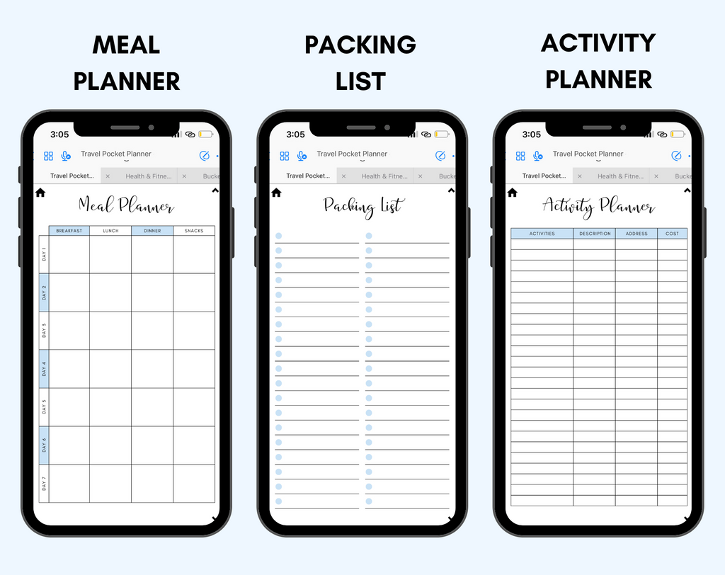 Digital Travel Phone Planner Blue Jessica Autumn