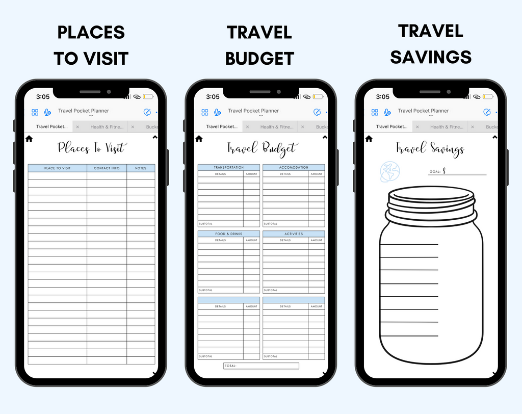 Digital Travel Phone Planner Blue Jessica Autumn