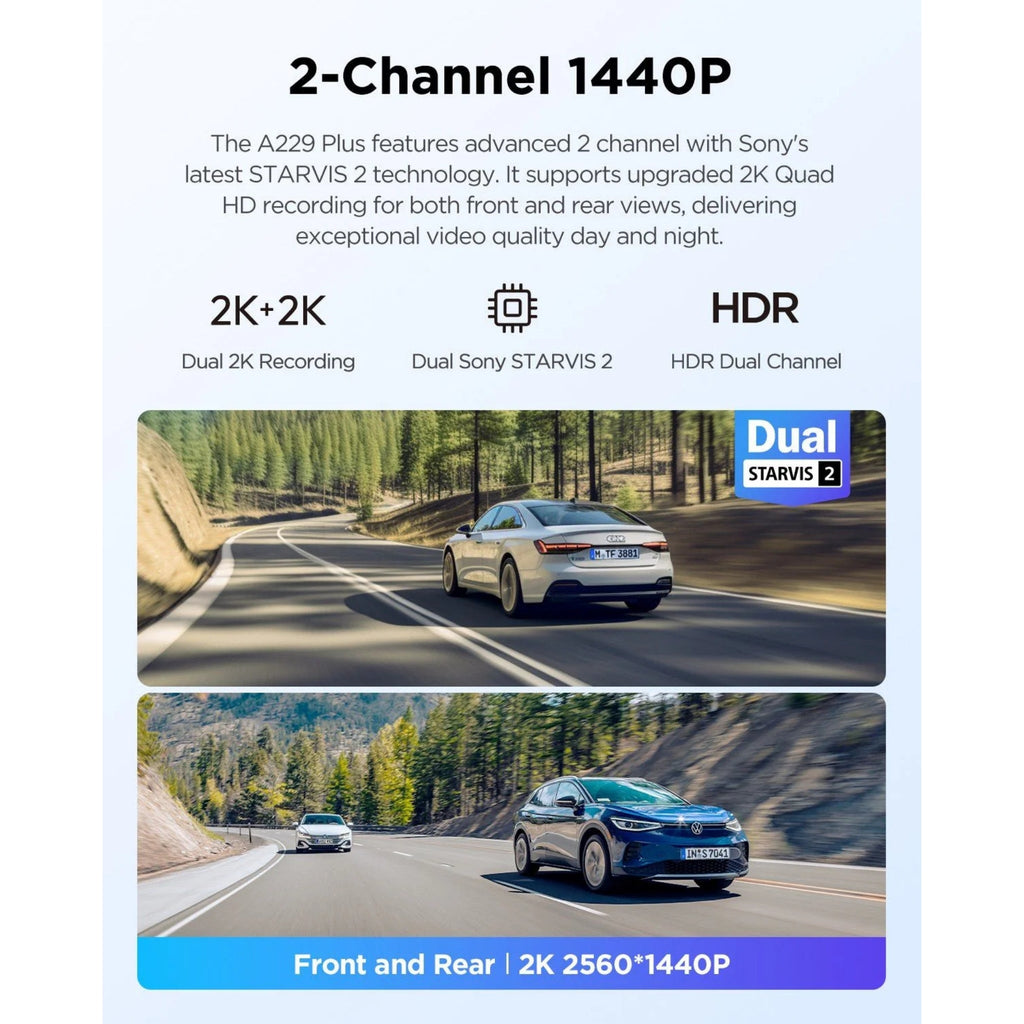 VIOFO A229 Plus 2-Channel 2K QHD Sony STARVIS 2 Dash Cam BlackboxMyCar