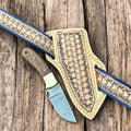 Handmade Cowboy Knife with Damascus Blade & Sheath Damascus Knife Store