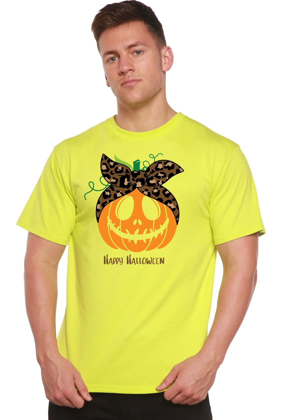 Happy Halloween Men's Bamboo Viscose/Organic Cotton Short Sleeve Graphic T-Shirt Spun Bamboo