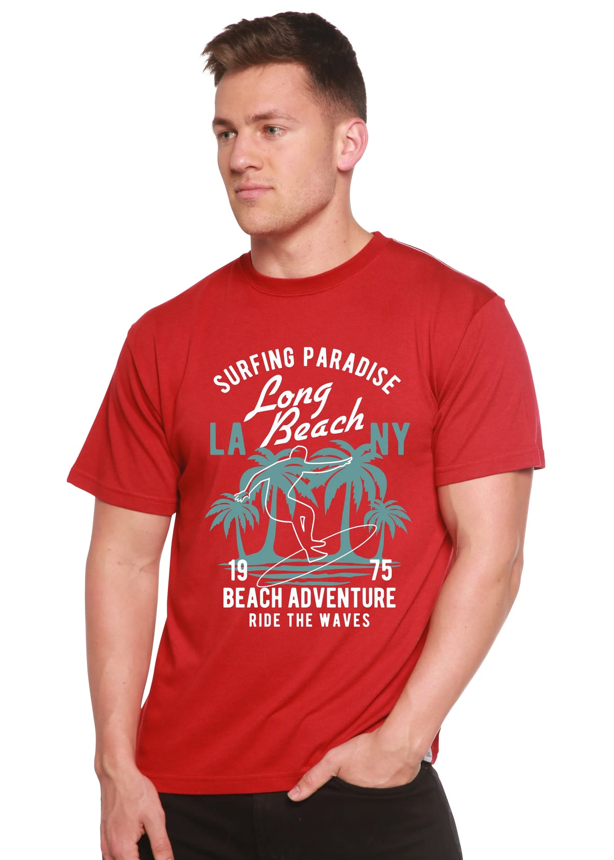 Beach Adventure Men's Bamboo Viscose/Organic Cotton Short Sleeve Graphic T-Shirt Spun Bamboo
