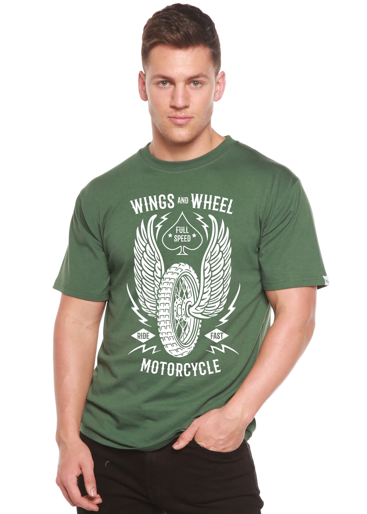 Wings And Wheel Spun Bamboo® Men's Bamboo Viscose/Organic Cotton Short Sleeve Graphic T-Shirt Spun Bamboo