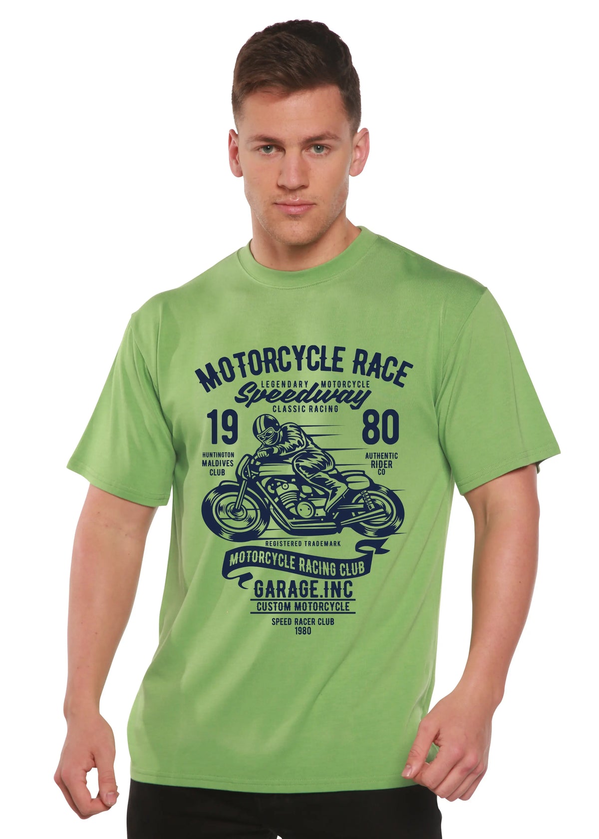 Motorcycles Race Men's Bamboo Viscose/Organic Cotton Short Sleeve Graphic T-Shirt Spun Bamboo