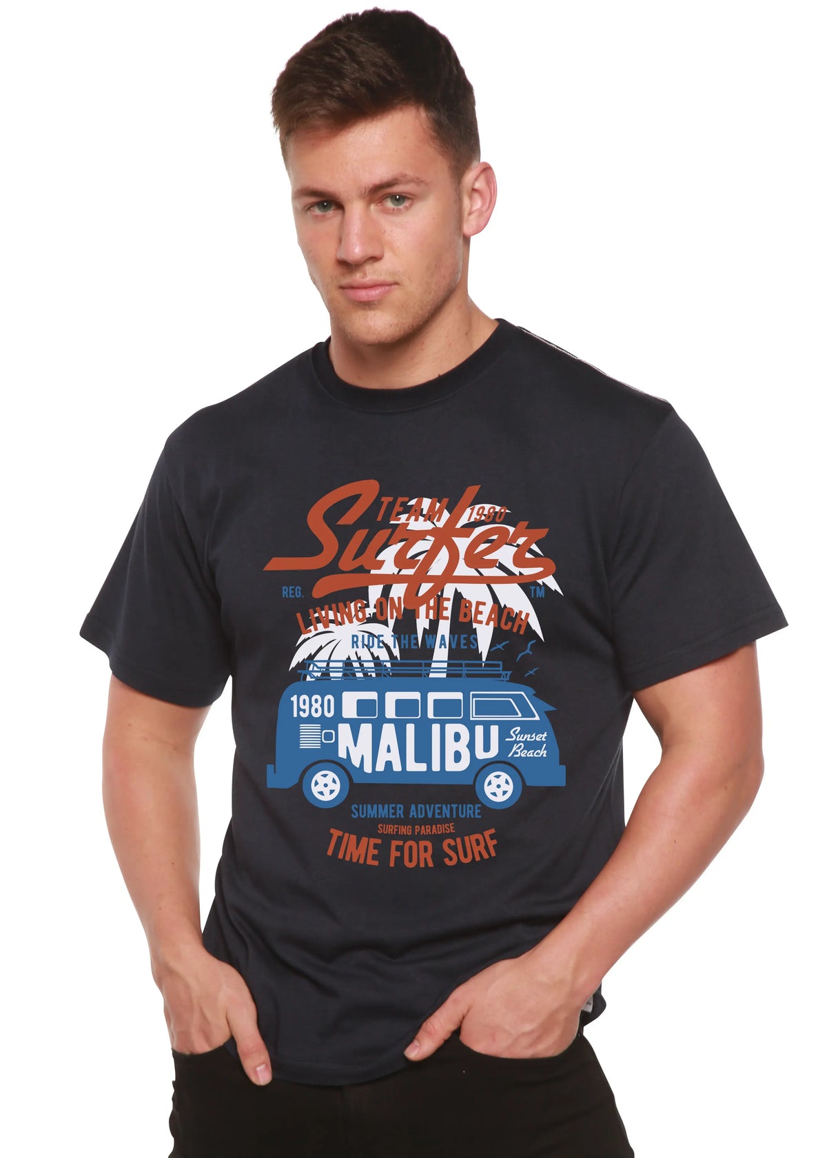 Team Surfer Spun Bamboo® Men's Bamboo Viscose/Organic Cotton Short Sleeve Graphic T-Shirt Spun Bamboo
