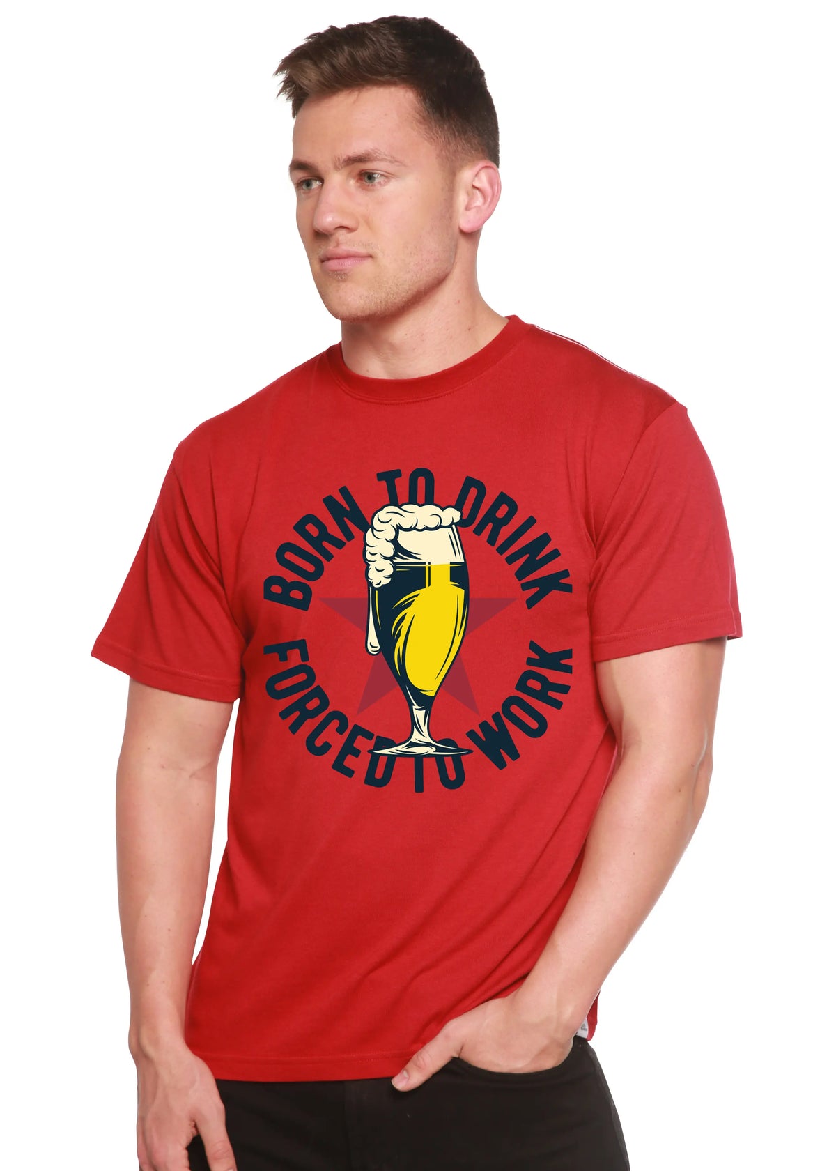 Born to Drink Men's Bamboo Viscose/Organic Cotton Short Sleeve Graphic T-Shirt Spun Bamboo