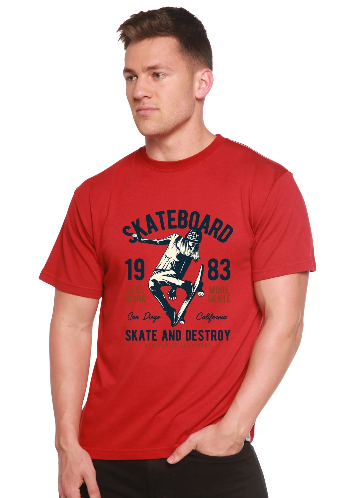 Skateboard 1983 Men's Bamboo Viscose/Organic Cotton Short Sleeve Graphic T-Shirt Spun Bamboo