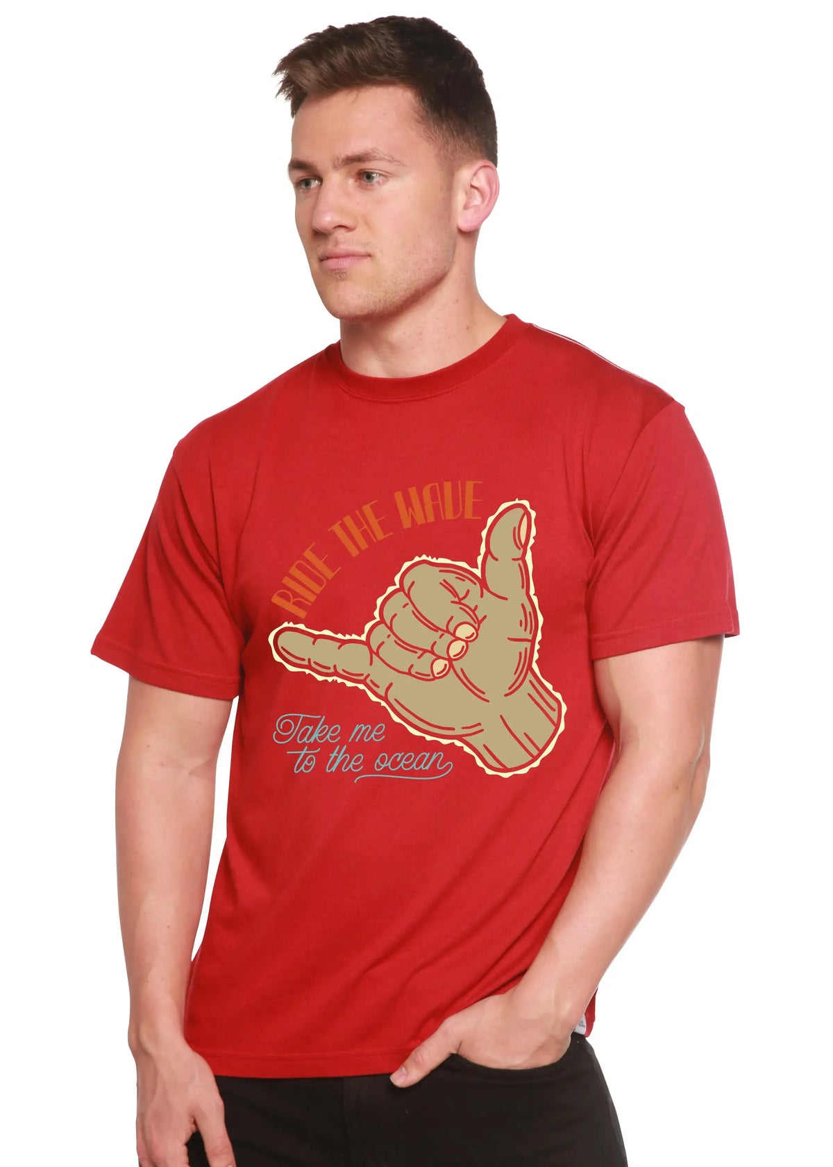 Ride The Wave Men's Bamboo Viscose/Organic Cotton Short Sleeve Graphic T-Shirt Spun Bamboo