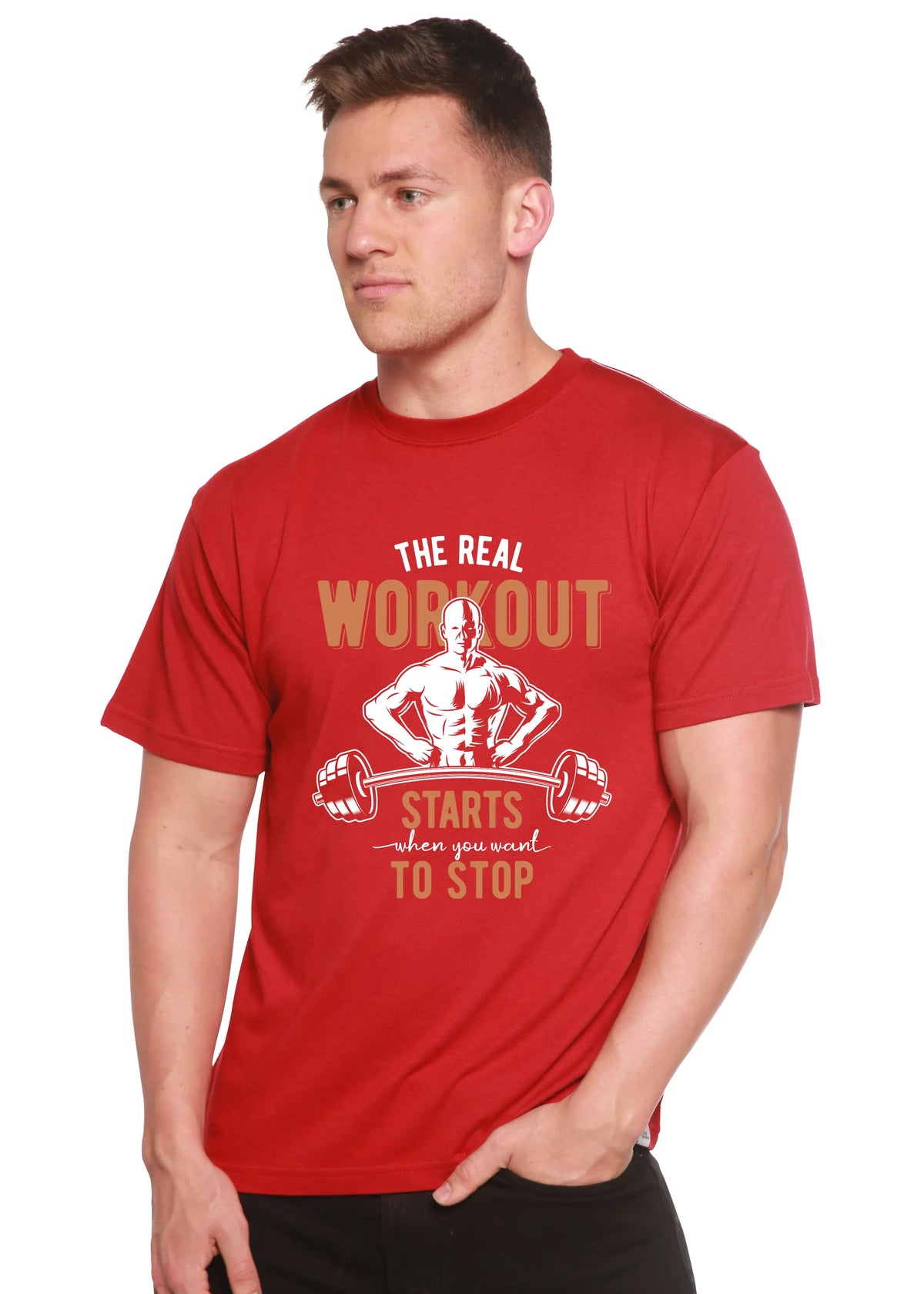 The Real Workout Men's Bamboo Viscose/Organic Cotton Short Sleeve Graphic T-Shirt Spun Bamboo
