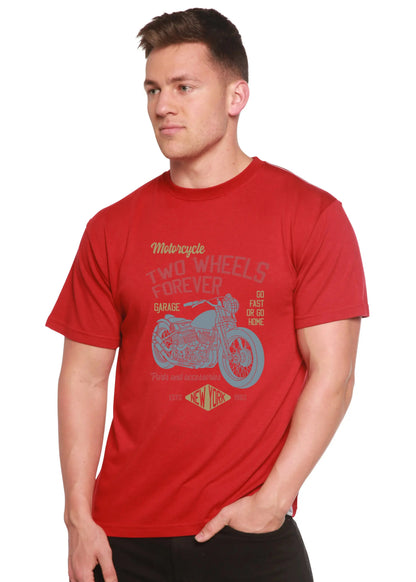 Two Wheels Forever Men's Bamboo Viscose/Organic Cotton Short Sleeve Graphic T-Shirt Spun Bamboo