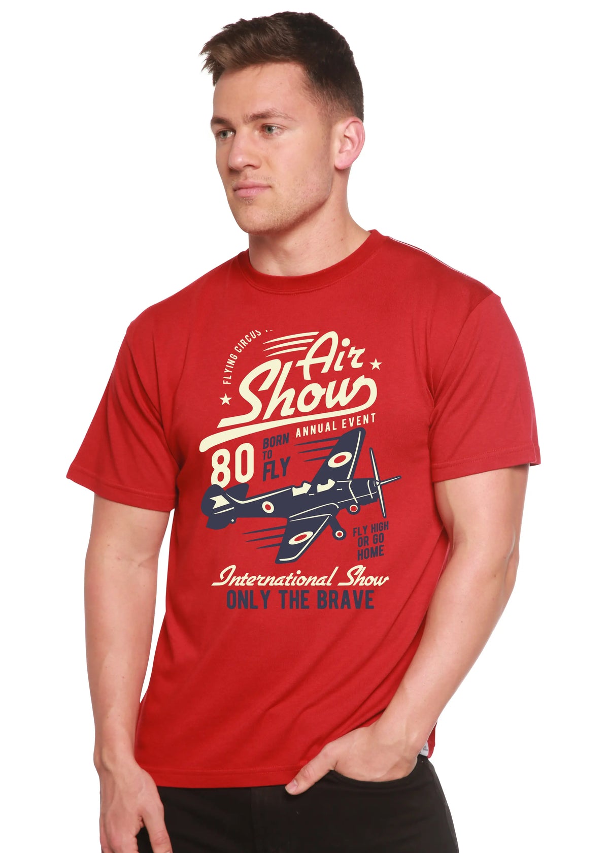 Air Show Men's Bamboo Viscose/Organic Cotton Short Sleeve Graphic T-Shirt Spun Bamboo