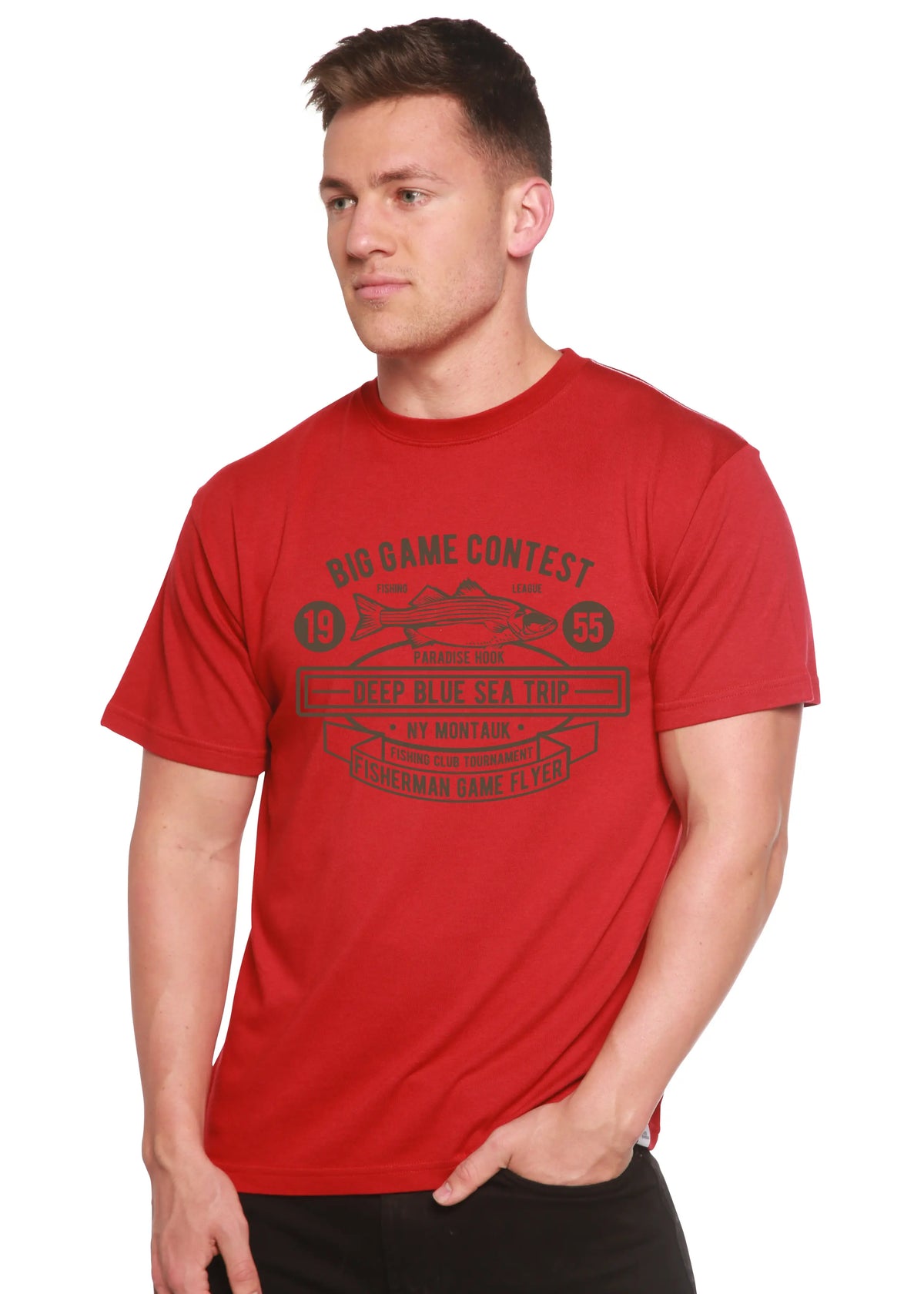 Big Game Contest Men's Bamboo Viscose/Organic Cotton Short Sleeve Graphic T-Shirt Spun Bamboo
